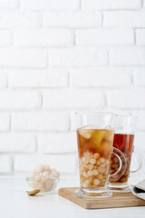 Bubble milk tea with ice with delicious tapioca