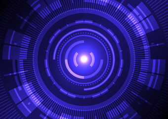 Abstract technology style background, theme of circle digital network ring, blue neon color style