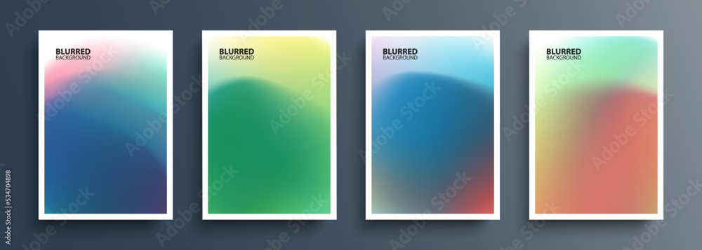 Poster set of blurred backgrounds with color gradients. abstract graphic templates collection for brochures