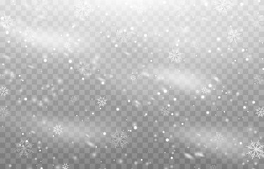 Vector snow. Snow png. Snow on an isolated transparent background. Snowfall, blizzard, winter, snowflakes png. Christmas image.