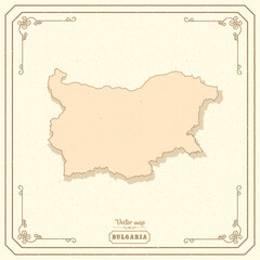 Map of Bulgaria in the old style, brown graphics in retro fantasy style