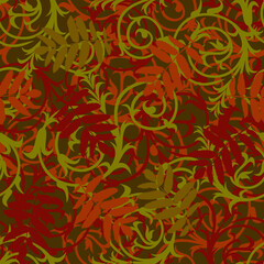 Autumn Leaves. Seamless pattern with orange leaves for fabrics, textiles, packaging and wallpaper. Vector illustration.