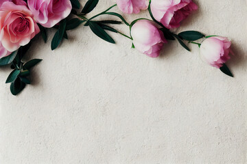 Elegant flowers background with copy space for wedding invitation or your greeting, congratulations. 3d illustration