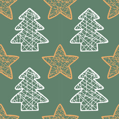 vector seamless pattern new year snowflake squirrel,star