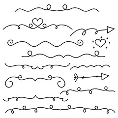 Doodle arrows and ornament divider. Vector stock illustration