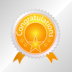 sticker, yellow winner medal, for printing postcards, stickers, website design, web banners,