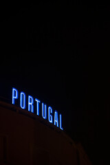 Portugal neon sign at night