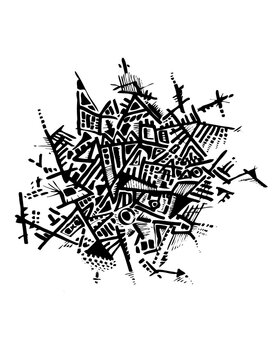 Illustration of  abstract of black graphic elements. Hand drawn sketch without background.