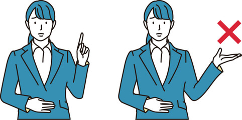 NGサインを出すビジネスウーマン	
