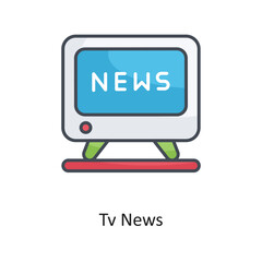 Tv news Filled Outline Vector Icon Design illustration on White background. EPS 10 File