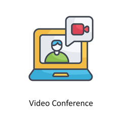 Video conference Filled Outline Vector Icon Design illustration on White background. EPS 10 File
