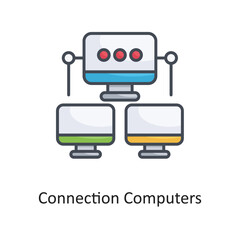 Connection computers Filled Outline Vector Icon Design illustration on White background. EPS 10 File