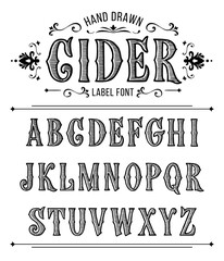 Victorian label font for design in vintage style