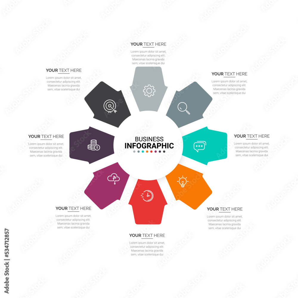 Poster business infographic template. business concept with 8 options. business data visualization. process