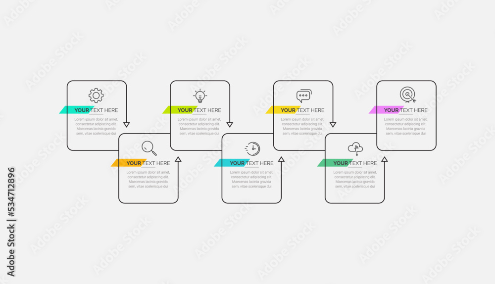 Poster business infographic template. business concept with 7 options. business data visualization. process