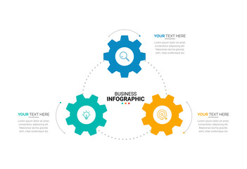 Vector Modern infographic template. Business concept with 3 options. Creative circle elements design with marketing icons. diagram, flowchart, steps, parts, timeline infographics, workflow, chart.
