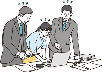 パソコントラブルを抱える会社員	