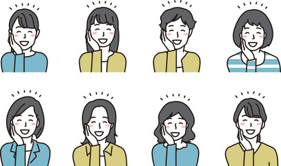 笑顔の正面向き女性アイコン	
