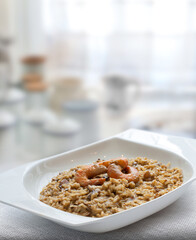 Arroz meloso con gambas. Sticky rice with prawns.