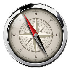 Compass with windrose icon illustration, 3d realistic vintage compass isolated. 