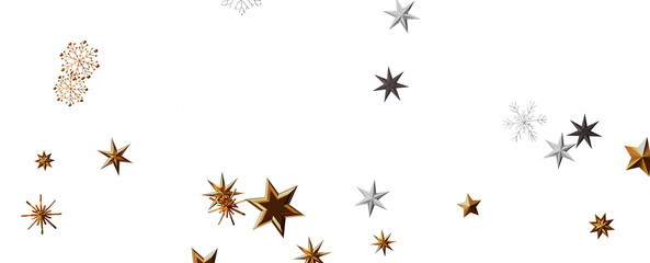 A gray whirlwind of golden snowflakes and stars. New