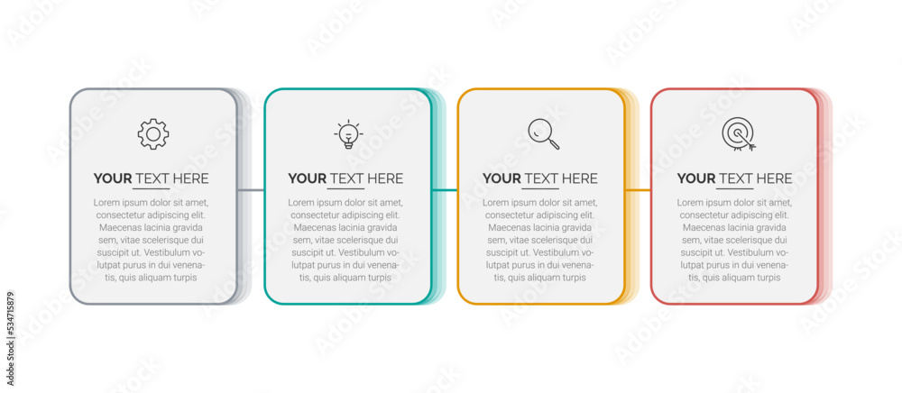 Fototapete business infographic template. thin line process with square template design with numbers 5 options 