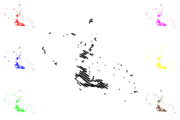 Dahlak Archipelago (State of Eritrea, Red Sea) map vector illustration, scribble sketch Dahlak Kebir, Nora, Dohul map