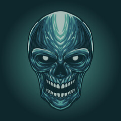 Zombie creepy head illustration vector for brand or merchandise