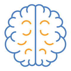 Brain Blue And Orange Line Icon