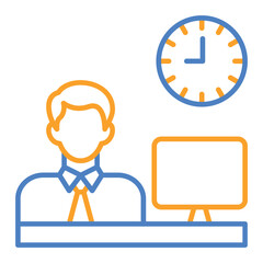 Working Hours Blue And Orange Line Icon