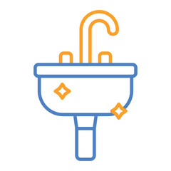 Sink Blue And Orange Line Icon