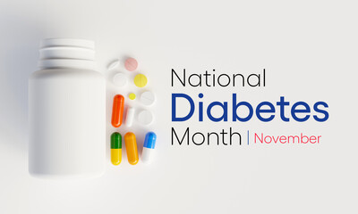National Diabetes month is observed every year in November, it is the primary global awareness campaign focusing on diabetes. 3D Rendering