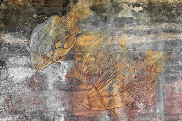 Aboriginal rock art: cat fishes and barramundi-Main Gallery. Ubirr-Kakadu-Australia-178