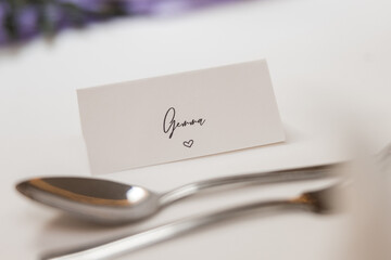 Gemma name place card.  Forename tag for table place.