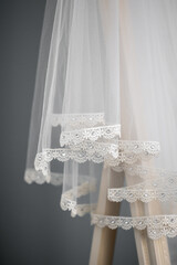 Beautiful diamond embroided brides wedding veil for traditional ceremony