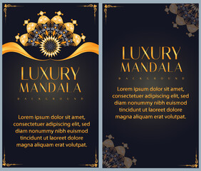 Fototapeta na wymiar Luxury mandala background on gold color and blue background