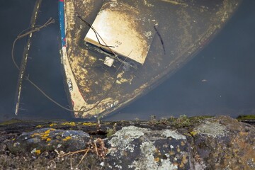 Old wooden boat mooring