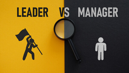 Leader vs manager is shown using the text and pictures of difference between chiefs