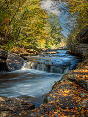 waterfall in autumn forest
