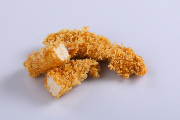 Chicken strips nuggets isolated on a white background. chicken wings isolated on white background