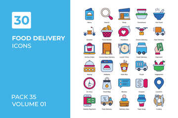 Food delivery icons collection.