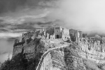 The famous Civita di Bagnoregio. Province of Viterbo, Lazio, Italy. Due to its unstable foundation that often erodes, Civita is famously known as "the dying city"