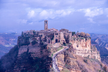 The famous Civita di Bagnoregio. Province of Viterbo, Lazio, Italy. Due to its unstable foundation...