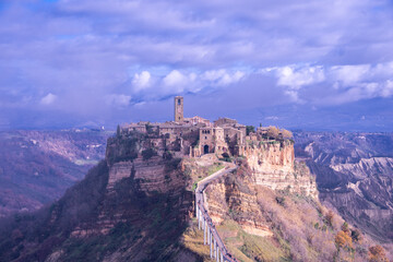 The famous Civita di Bagnoregio. Province of Viterbo, Lazio, Italy. Due to its unstable foundation that often erodes, Civita is famously known as "the dying city"
