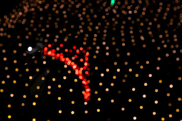 Golden Red Defocus Abstract bokeh light effects on the night black background texture