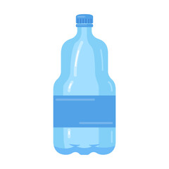 Plastic bottle. Transparent containers of different sizes, liter for recycling isolated on white. Vector illustration for pure water consumption