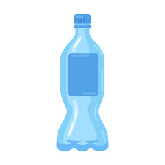 Vector illustration for pure water consumption, packaging, reusable trash concept. Plastic bottle. Transparent containers of different sizes, liter for recycling isolated on white