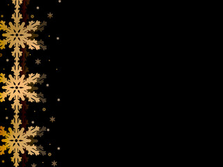 weihnachtliches Motiv mit goldenen Schneeflocken auf schwarzem Hintergrund
