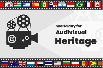 Illustration vector graphic of world day for audiovisual heritage. Good for poster or banner.