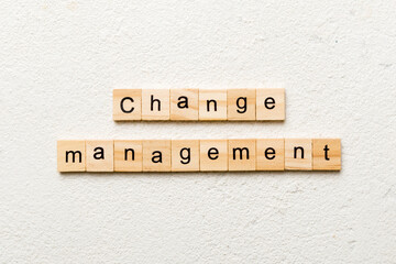 change management word written on wood block. change management text on table, concept
